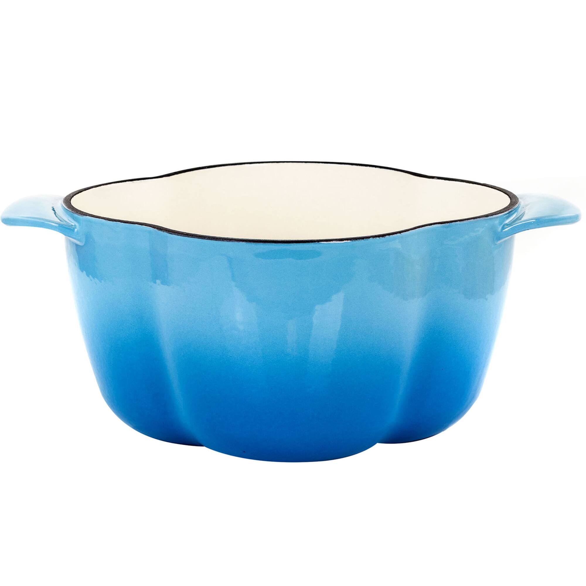 MegaChef 3qt. Blue Pepper Shaped Enameled Cast Iron Casserole